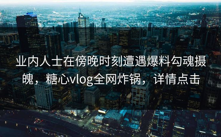 业内人士在傍晚时刻遭遇爆料勾魂摄魄，糖心vlog全网炸锅，详情点击