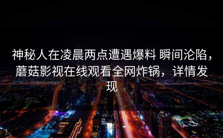 神秘人在凌晨两点遭遇爆料 瞬间沦陷,蘑菇影视在线观看全网炸锅,详情发现 神秘人在凌晨两点遭遇爆料 瞬间沦陷,蘑菇影视在线观看全网炸锅,详情发现